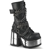 Demonia Camel 120 Black Vegan Leather Women'S Ankle Boots